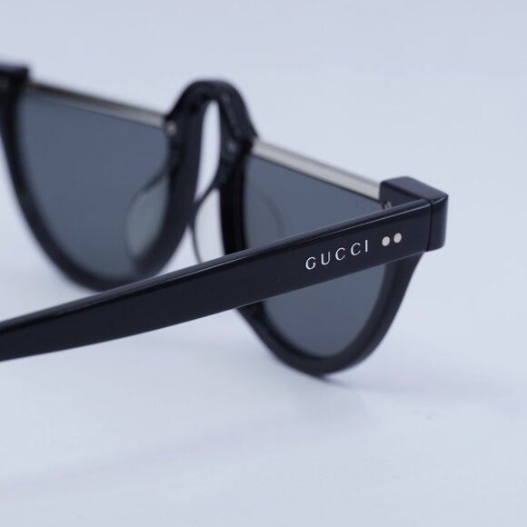 Gucci GG1368S 001 Sunglasses Black Oval Frame, Grey Mirror Lenses - Picture 10 of 12